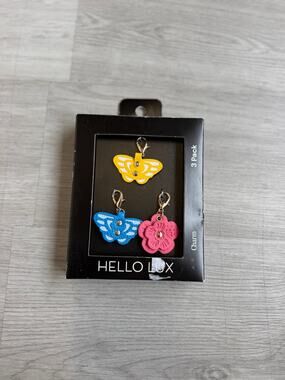 Hello LUX 3 Pack Bag Charms Butterfly Flower Keychain Accessories